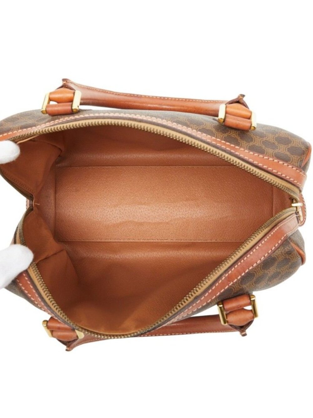 ★SOLD★ Celine Macadam Mini Boston Bag Brown Leather - Picture 9 of 10